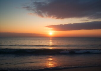 Sunset Over Calm Ocean Waves