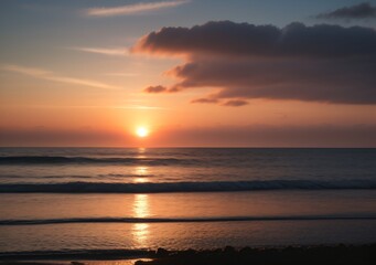 Obraz premium Sunset Over Calm Ocean Waves