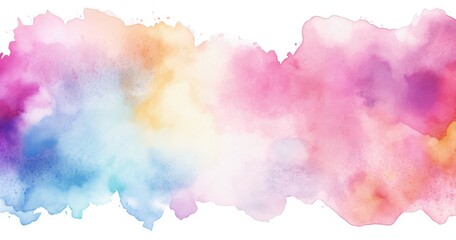 A colorful watercolor splash blending hues of pink, blue, and yellow on white background, perfect for backgrounds or artistic designs.