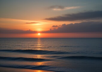 Obraz premium Sunset Over Calm Ocean Waves