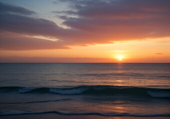 Sunset Over Calm Ocean Waves