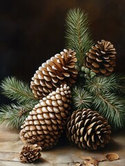 Fototapeta premium Cones and christmas tree