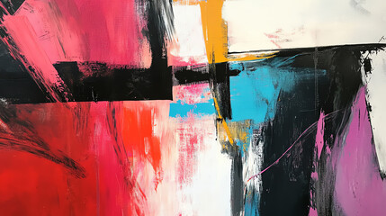 Vibrant abstract art piece featuring bold colors and striking brushstrokes, perfect for modern decor and creative projects.