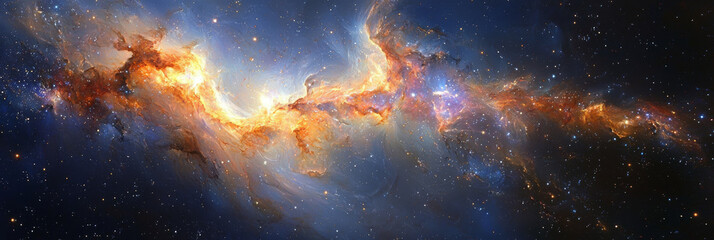 Fototapeta premium A vibrant nebula shines in the vastness of space.