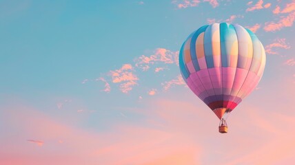 Fototapeta premium Colorful hot air balloon in sky during sunset