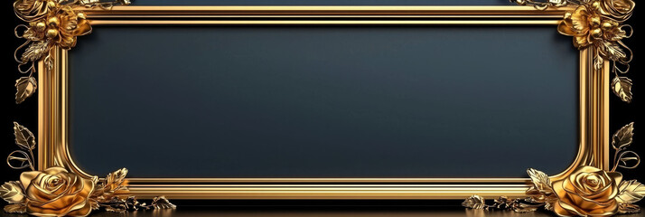 Elegant gold frame with roses, perfect for adding a touch of luxury to your designs.
