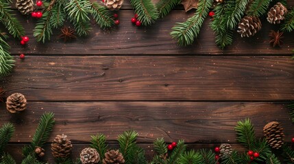 table with Christmas decoration, copy space