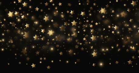 A dazzling display of golden stars scattered against a black background, creating a festive and celebratory atmosphere.