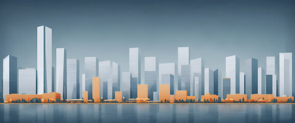 Obraz premium Illustrative color illustration of a cityscape or skyline of a distant city in a graphic style