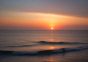 Sunset Over Calm Ocean Waves