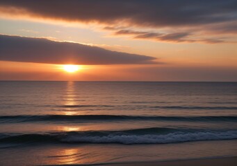 Sunset Over Calm Ocean Waves