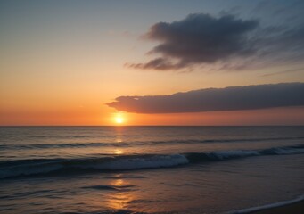 Sunset Over Calm Ocean Waves
