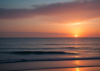 Fototapeta premium Sunset Over Calm Ocean Waves