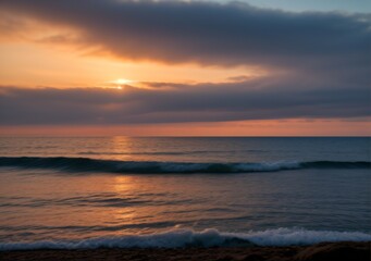 Obraz premium Sunset Over Calm Ocean Waves