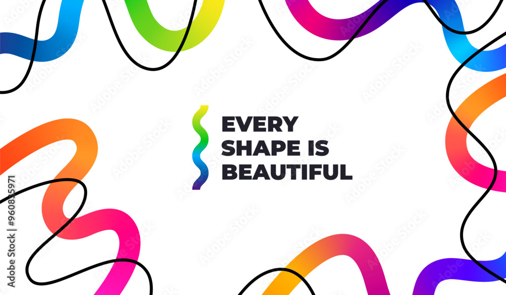 Fototapete Abstract Vector Frame with Curve Color Lines. Swirl Ribbons Pattern with Gradient Lines.