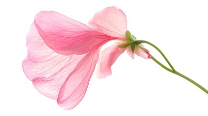 Vibrant pink sweet pea flower, isolated on a white background. Showcasing the texture and natural beauty of this botanical subject. Perfect for themes of nature, elegance, and floral design