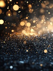 Obraz premium silver and golden christmas particles and sprinkles for a holiday celebration like christmas or new year. shiny white lights. wallpaper background for ads or gifts wrap and web design
