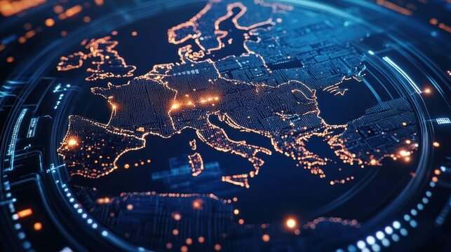 5G mobile telecommunication network in Europe for high speed wireless data connection to internet from smartphones, fifth generation radio wave communication technology. AI generated illustration