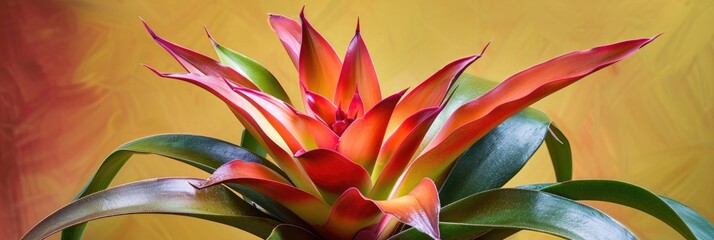 Vibrant Neoregelia Fireball Bromeliad: A Tropical Houseplant Showcasing Varied Colors.
