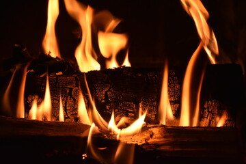 fire in fireplace