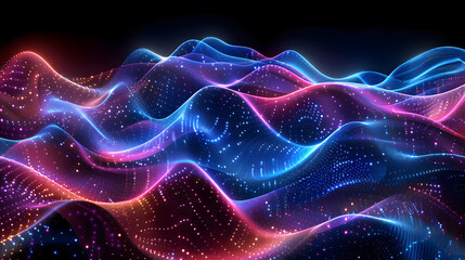 Fototapeta premium Modern purple blue gradient wave lines.