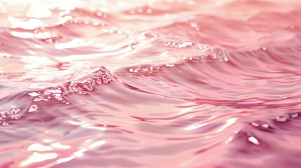 Summer Pink Water Surface with Waves and Copy Space for Cosmetics