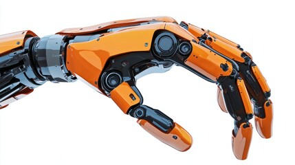 Fototapeta premium robotic arm 3d on white background. Mechanical hand. Industrial robot manipulator. Modern industrial technology