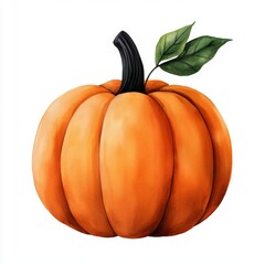 Obraz premium A single cute Halloween spooky pumpkin spice, watercolor illustration, clipart, isolated on pure white background