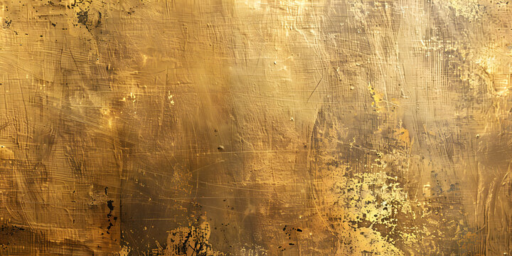 Worn distressed grunge gold background with vintage patina and rough texture for a rustic look
