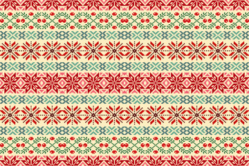 Knitted Christmas and New Year pattern.Pixel art style.scandinavian nordic ethnic.winter geometric seamless.Design for sweater,scarf,comforter,clothes
