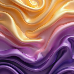 Obraz premium Background with 3d Gold Bright Wave and Purple Gradient Silk Fabric texture