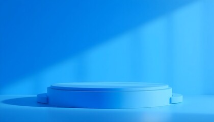 Blue and white podium pedestal with matte colour background. Style-93