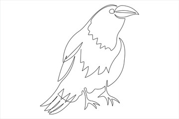 Crow design in one continuous line art drawing vector illustration
