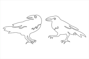 Crow design in one continuous line art drawing vector illustration
