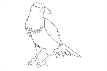 Crow design in one continuous line art drawing vector illustration
