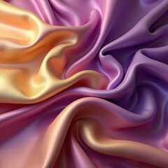 Obraz premium Background with 3d Gold Bright Wave and Purple Gradient Silk Fabric texture
