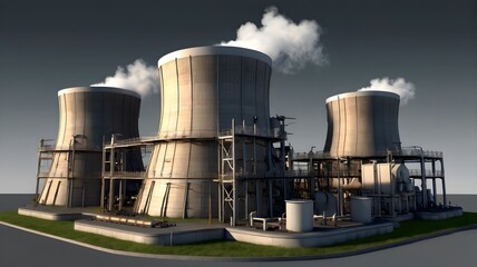 Obraz premium Nuclear power plant isolated on transparency background
