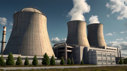 Fototapeta premium Nuclear power plant isolated on transparency background