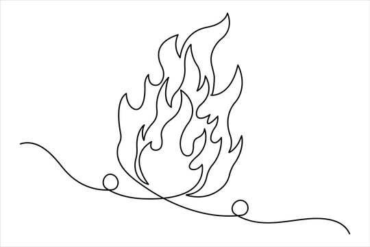 recommend clip art: Continuous one line fire art drawing vector illustration