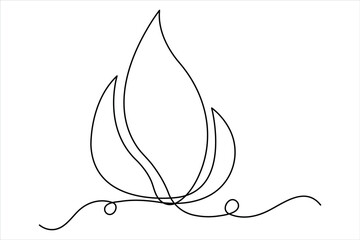 Continuous one line fire art drawing vector illustration
