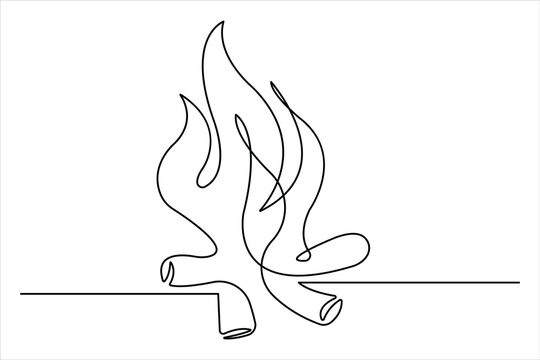 recommend clip art: Continuous one line fire art drawing vector illustration
