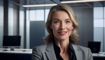 Fototapeta premium portrait of a businesswoman in her office, smiling, confident looking