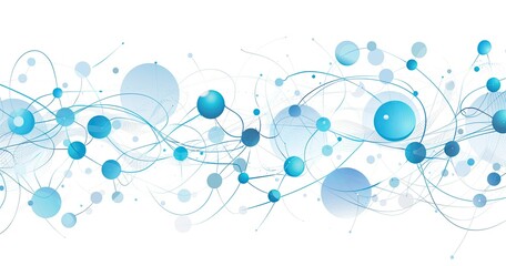 A dynamic abstract design featuring swirling blue lines and circles isolated on white background, evoking a sense of movement and fluidity.