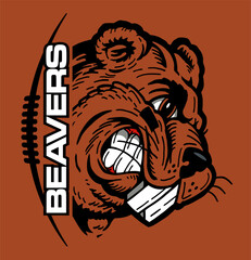 beavers team design with half mascot and football laces for school, college or league sports © EarlFergusonClipart