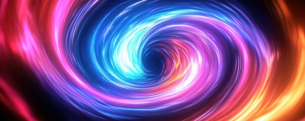 Swirling abstract vortex, vibrant neon whirlwind, dynamic motion and color explosion