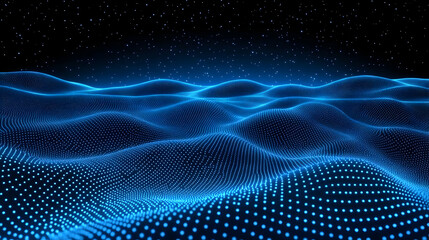 Obraz premium Abstract Blue Glowing Dotted Landscape