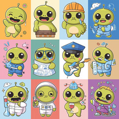 Obraz premium 2d vector illustration emoji emote for social media icon for fruits and animals cute character 