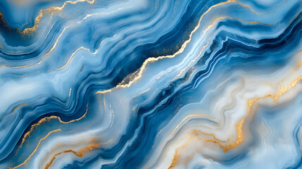 Fototapeta premium Abstract Blue and Gold Swirl Marble Background Texture