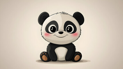 Obraz premium Cute Cartoon Panda Bear Sitting