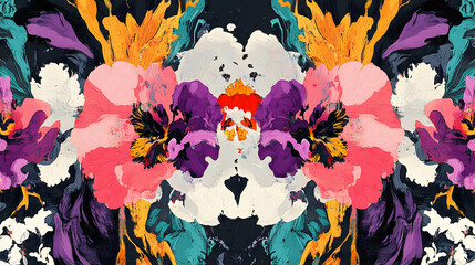 Abstract Floral Painting with Vibrant Colors and Brushstrokes